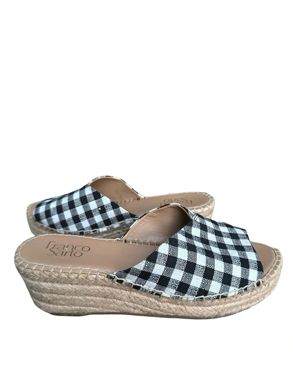 Franco Sarto Gingham Espadrille Slip on Slide Sandals Women’s 7